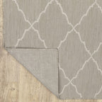 HomeRoots Grey Polypropylene 3’x5’ Gray and Ivory Trellis Indoor Outdoor Area Rug