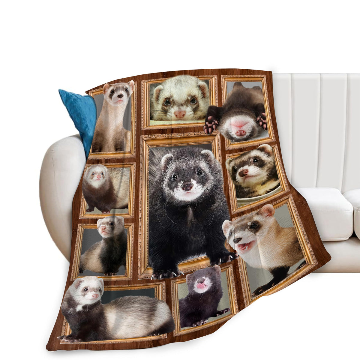 Cute Ferret Blanket Super Soft Cozy Ferret Animal Throw Blanket For Kids Girls Boys Women Teens Adults Lightweight Flannel Fleec