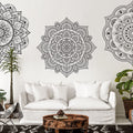 4 Pcs Half Mandala Wall Decal Boho Mandala Wall Sticker Hippie Mandala Vinyl Wall Decals Flower Wall Stickers Headboard Wall Dec