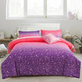 A Nice Night Girls Comforter Set Full 6 Piece Bed In A Bag 3D Colorful Sparkle Galaxy Rainbow Bedding Comforter Sheet Sets For K
