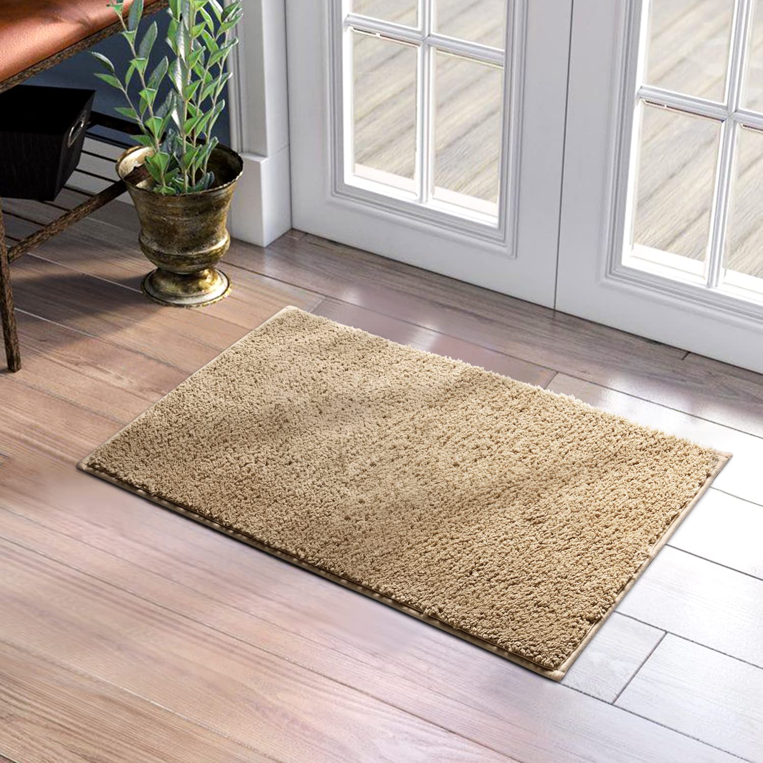 Homeideas Indoor Door Mat Doormat, 17'X29' Front Door Mats Indoor For Home Entrance, Absorbent Washable Non Slip Floor Rugs For Entryway, Low Profile Dirt Trapper Inside Back Door Mats, Beige