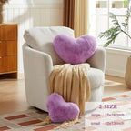 Easttree Heart Pillows, Purple Heart Shaped Pillows, Love Throw Pillows Gifts, Ultra Faux Rabbit Fur Soft Small Cute Fluffy Pill