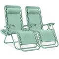 Best Choice Products Set of 2 Adjustable Steel Mesh Zero Gravity Lounge Chair Recliners w/Pillows and Cup Holder Trays - Seafoam