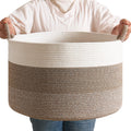 CLHMILY&Z Large Woven Basket - 20x13 Inches - Blanket Hamper for Living Room, Round Storage Bin, XLarge Laundry Organizer for Cl