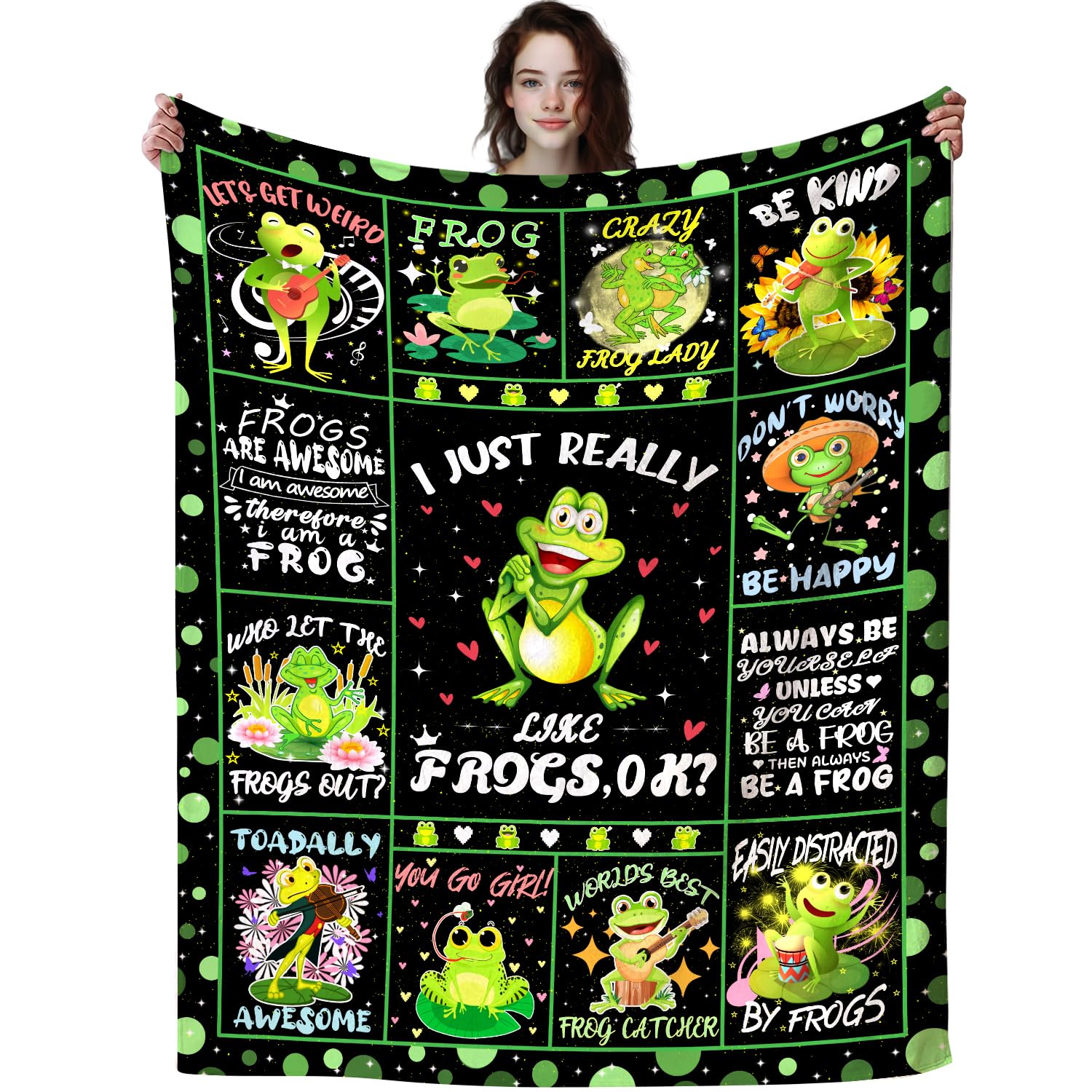 Funny Frog Blanket Gifts For Frog Lovers,Soft Cozy Flannel Anime Cute Frogs Throw Blankets Funny Frog Bed Sofa Couch Birthday Gi