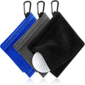 Flutesan Golf Ball Towel 5.5 x 5.5 Inch, Small Golf Pocket Towel with Clip Portable Golf Cleaner Accessories for Men Women(Black