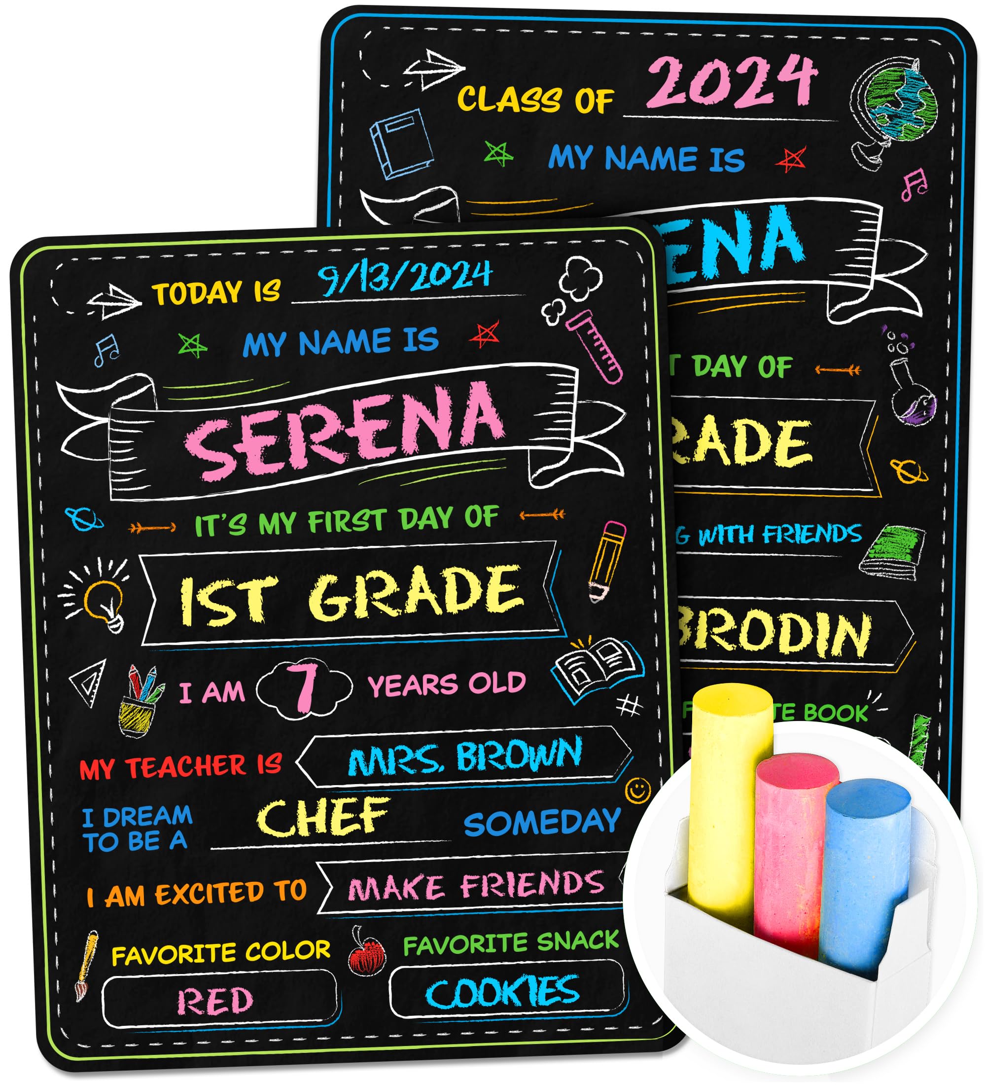 First Day Of School Sign - First Day Of School Board - 14    X 11    Double-Sided & Reusable - Back To School Supplies - Chalkbo