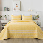 Andency Yellow Quilt Set California King (112X104 Inch), 3 Pieces(1 Striped Triangle Printed Quilt And 2 Pillowcases), Bohemian