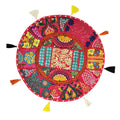Avighna Store Red Large Floor Seat Cushion Cover Round Mudda Mediation Living Room Sofa Chair Decorative Khambadiya Cushion Cove