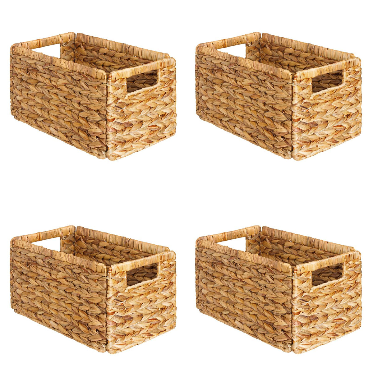 SpaceAid 4 Pack Wicker Basket, Storage Baskets for Organizing, Woven Rattan Basket with Handles for Shelves, Water Hyacinth Larg