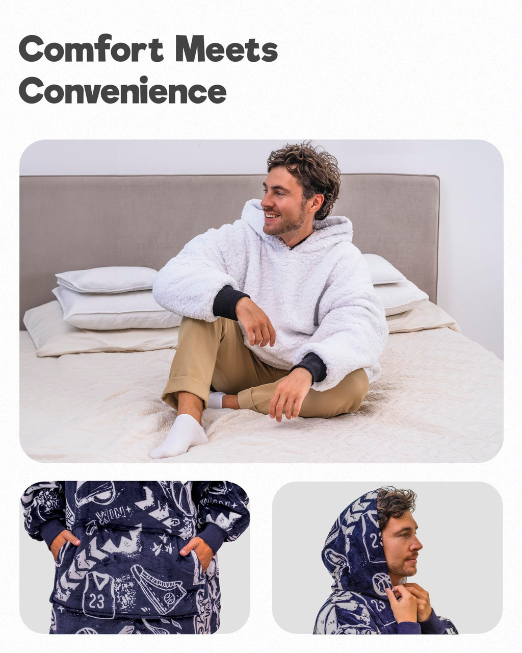The Big Softy Oversized Blanket Hoodie Men - Basketball Graphic Print Oversized Hoodie, Super Soft Sherpa Warm Hooded Blanket, B