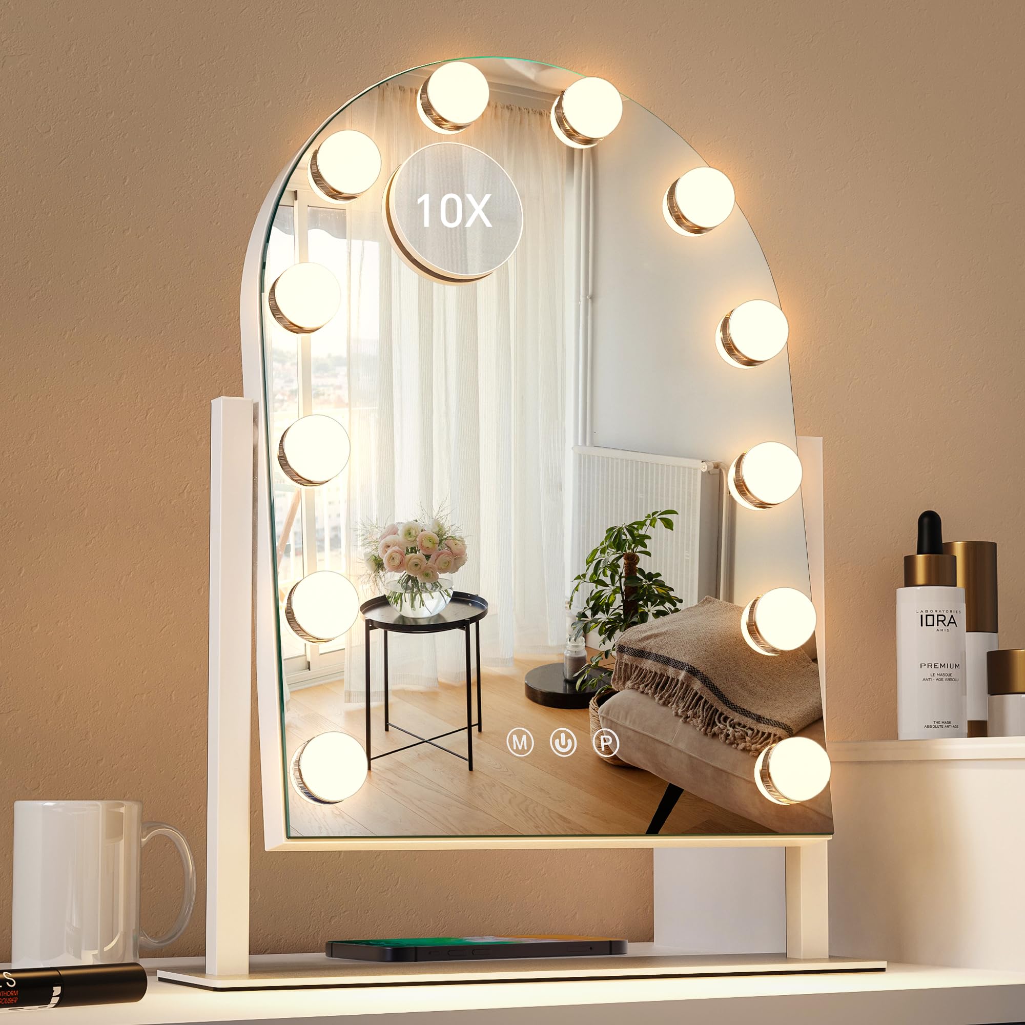 ZL ZELing Vanity Mirror with Lights Makeup Mirror with Lights 12 Dimmable Bulbs Hollywood Lighted Makeup Mirror Detachable 5X Ma