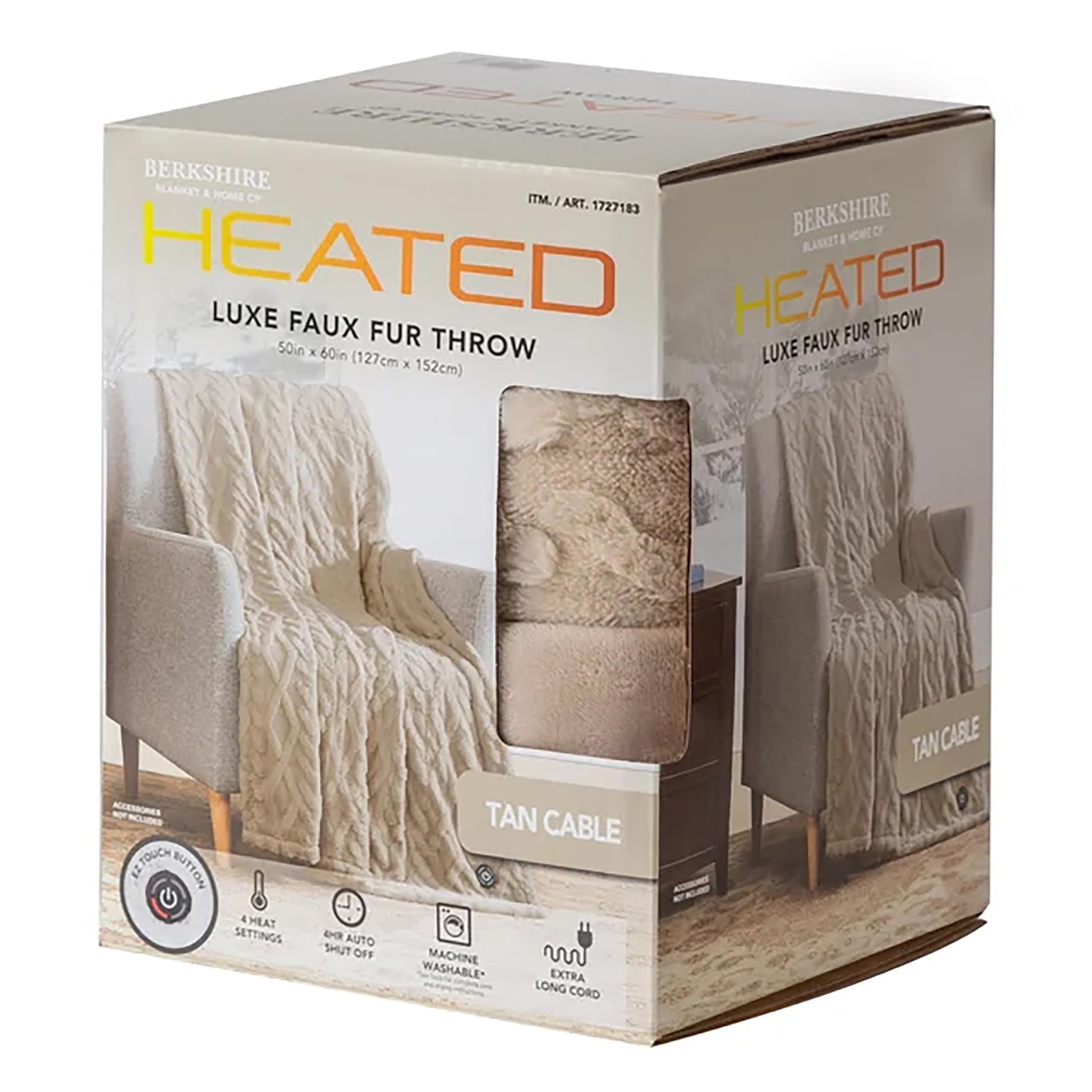 Berkshire Life Heated Throw 1727183 Designed In New England (Tan)