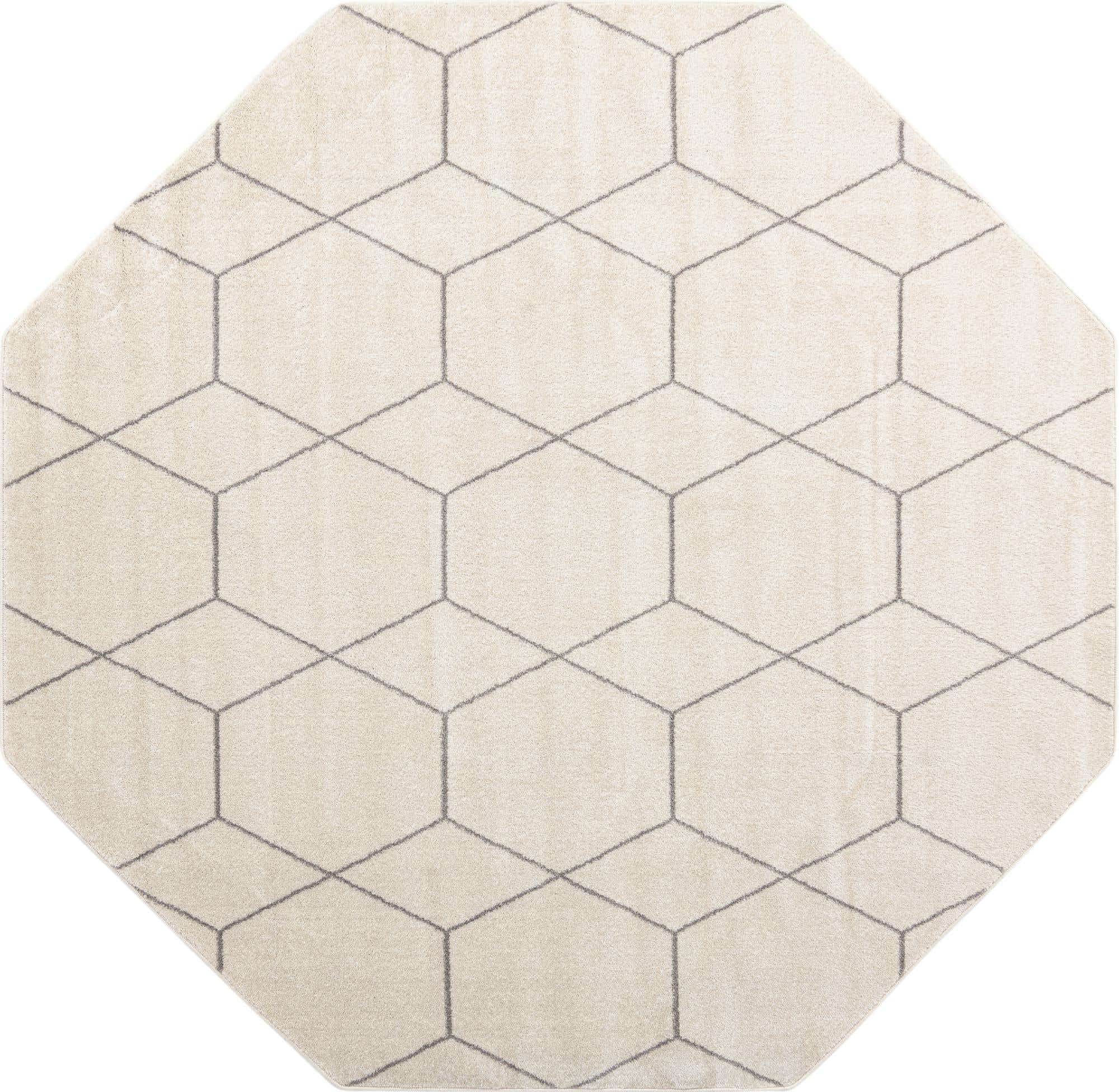 Unique Loom Trellis Frieze Collection Area Rug - Geometric (7 10 Octagon, Ivory/ Gray)