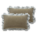 Patdrea Blue Decorative Throw Pillow Covers 22X22 Set Of 2, Farmhouse Linen Pillow Covers With Ruffles, Square Sturdy Throw Pill
