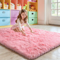 KCHOWUA 4x6 Pink Thick Fluffy Shag Rugs for Bedroom Girls,Machine Washable Soft Shaggy Fuzzy Throw Cute Small Area Rug for Livin