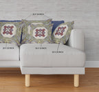 HomeRoots Muted Green Cream Magenta 18â€ Green Brown Geo Tribal Suede Throw Pillow