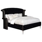 Coaster Home Furnishings Deanna Modern Classic Velvet Upholstered Eastern King Size Wingback Bed Frame Platform Bed 66-inch Headboard Black 206101KE