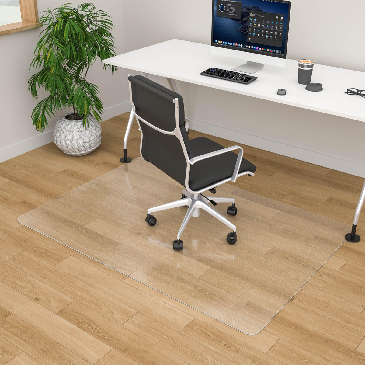 100Pointone Large Office Chair Mat For Hardwood Floor - 35' X 55' Clear Floor Protector Mat For Office Chair On Hardwood, Easy