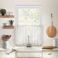 Elrene Home Fashions Cameron Linen Tier Curtains, 30 W x 24 L Each (Set of 2 Tiers), White