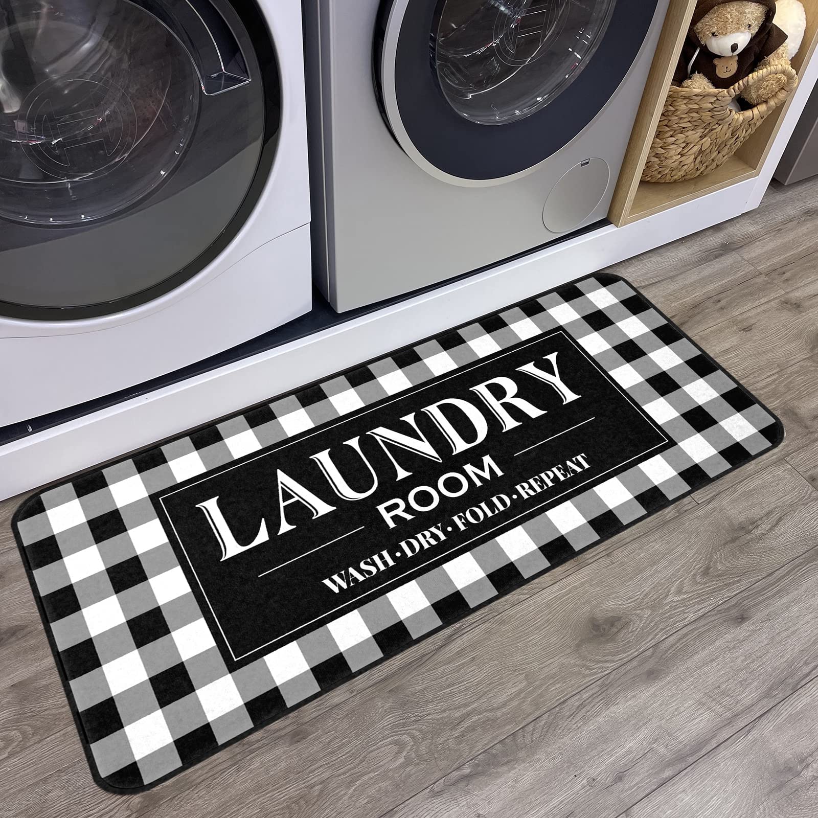 ROMAMIGO Rug Runner Non Slip Floor Mat for Mudroom Laundromat Farmhouse Kitchen Bathroom Laundry Room Decor Accessories(20 X 47 