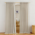 Nicetown Linen Light Taupe Curtains 84 Inches Long, Rod Pocket & Back Tab Flax Linen Window Treatments Privacy Vertical Drapes W
