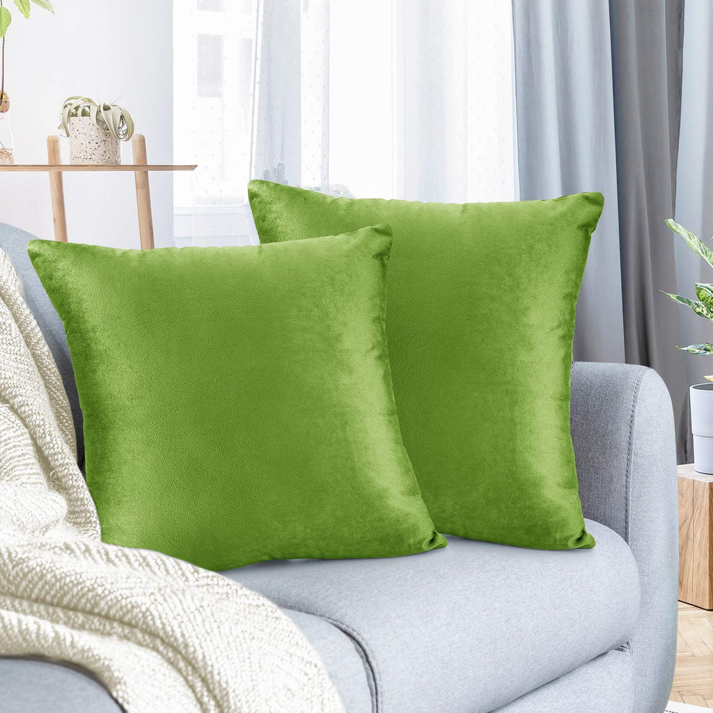 Nestl Throw Pillow Covers, Cozy Velvet Decorative Garden Green Pillow Covers 18 X 18 Inches, Soft Solid Couch Pillow Covers For