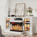 oneinmil 59'' Fireplace TV Stand, 3 Sided Glass Media Entertainment Center Console Table for TVs up to 65'' with Glass Door Adju