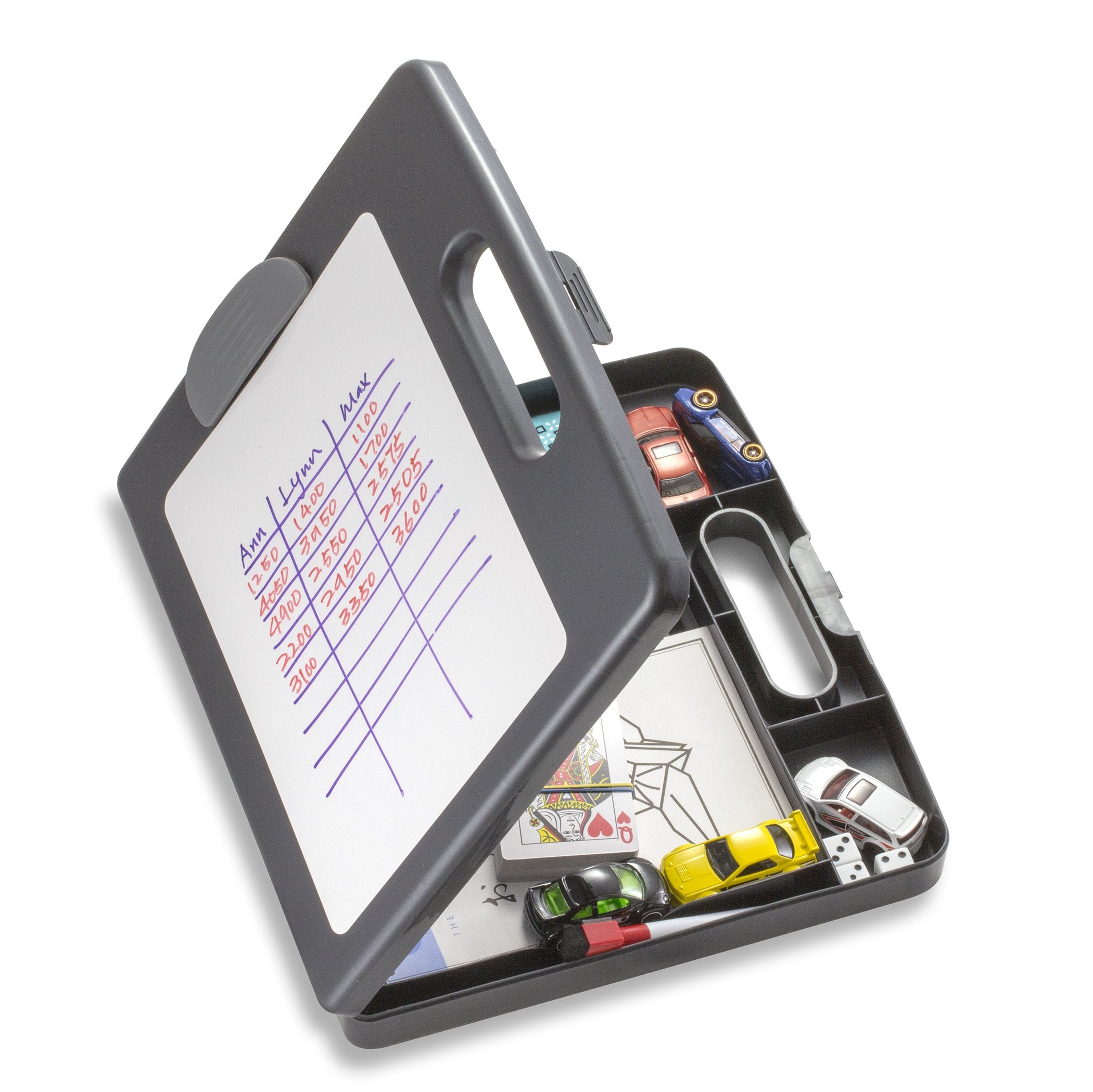 Officemate Clipboard Box For Activities With Dry Erase Board, Letter/A4 Size, Charcoal (83383)