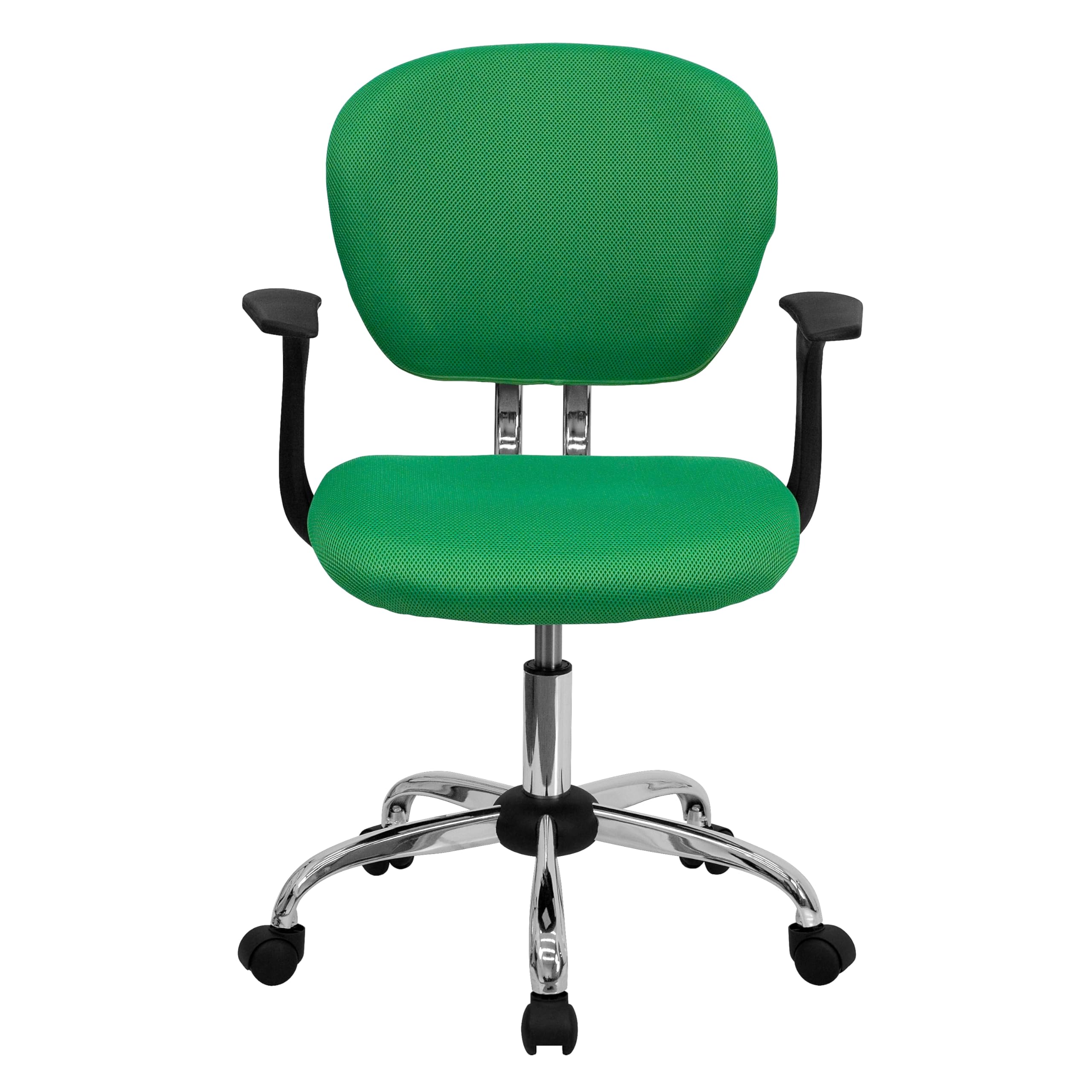 Flash Furniture Beverly Mid-Back Bright Green Mesh Padded Swivel Task Office Chair With Chrome Base And Arms