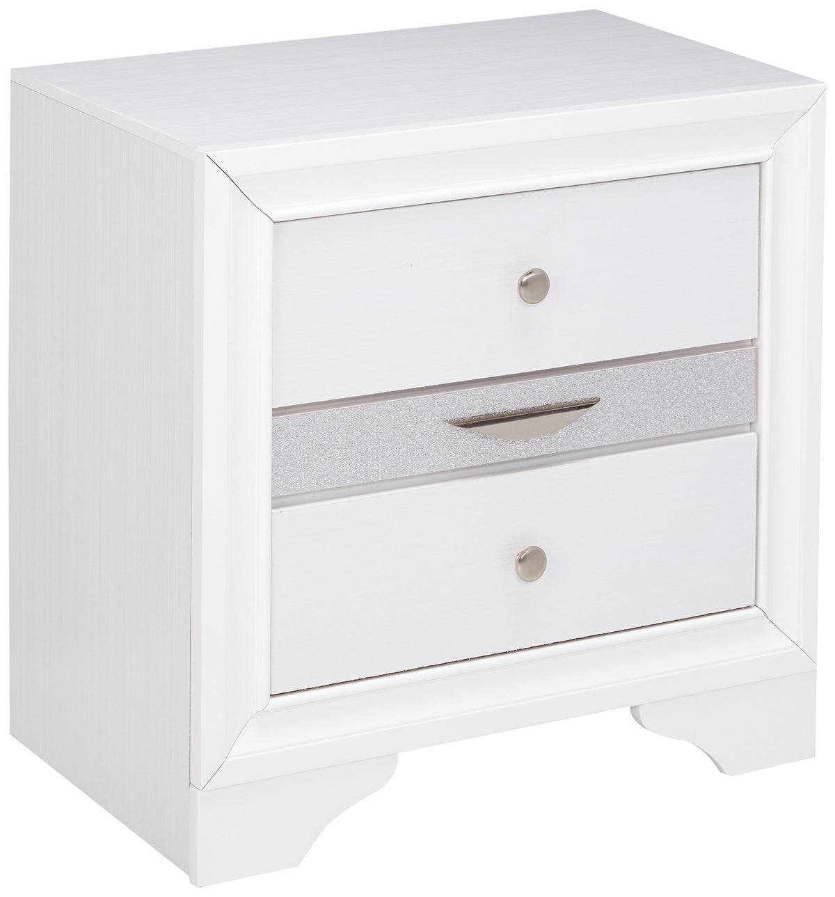 Acme Naima Square Wood 3-Drawers Bedroom Nightstand In White