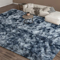EVOIONOS 5x8 Feet Area Rug for Living Room, Tie-Dyed Blue Grey Fluffy Plush Rugs for Bedroom, Shaggy Fuzzy Super Soft Carpet for
