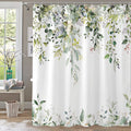 Kampdream Eucalyptus Plant Rustic Shower Curtain, Watercolor Leaves On The Top Country Farm House Shower Curtain, Spring Botanic
