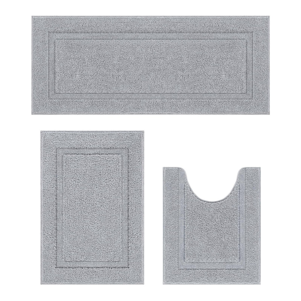 SHACOS Bathroom Runner Rugs Set of 3 Ultra Soft Bath Mat with U Shaped Toilet Rug Absorbent Non Slip Microfiber Bath Rugs for Ba