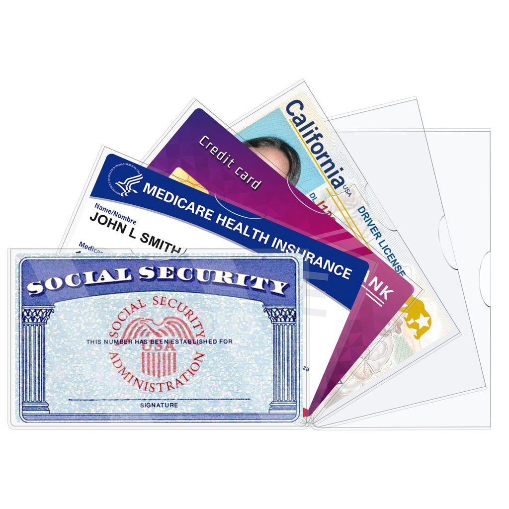 Liemand 6 Pack Social Security Card Protector Sleeves/New Medicare Card Protector Sleeve/Credit Card Holder,24 Mil Soft Clear Ca