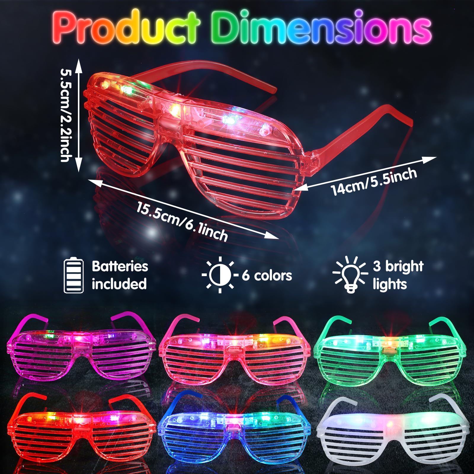 96 Pack Glow In The Dark Party Supplies Include 48 Pcs Light Up Glasses And 48 Pcs Led Bracelets, Led Party Favors Neon Flashing