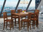 East West Furniture DUBU7H-MAH-W 7 Piece Counter Height Dining Set Consist of a Rectangle Kitchen Table and 6 Dining Room Chairs, 36x60 Inch, Mahogany