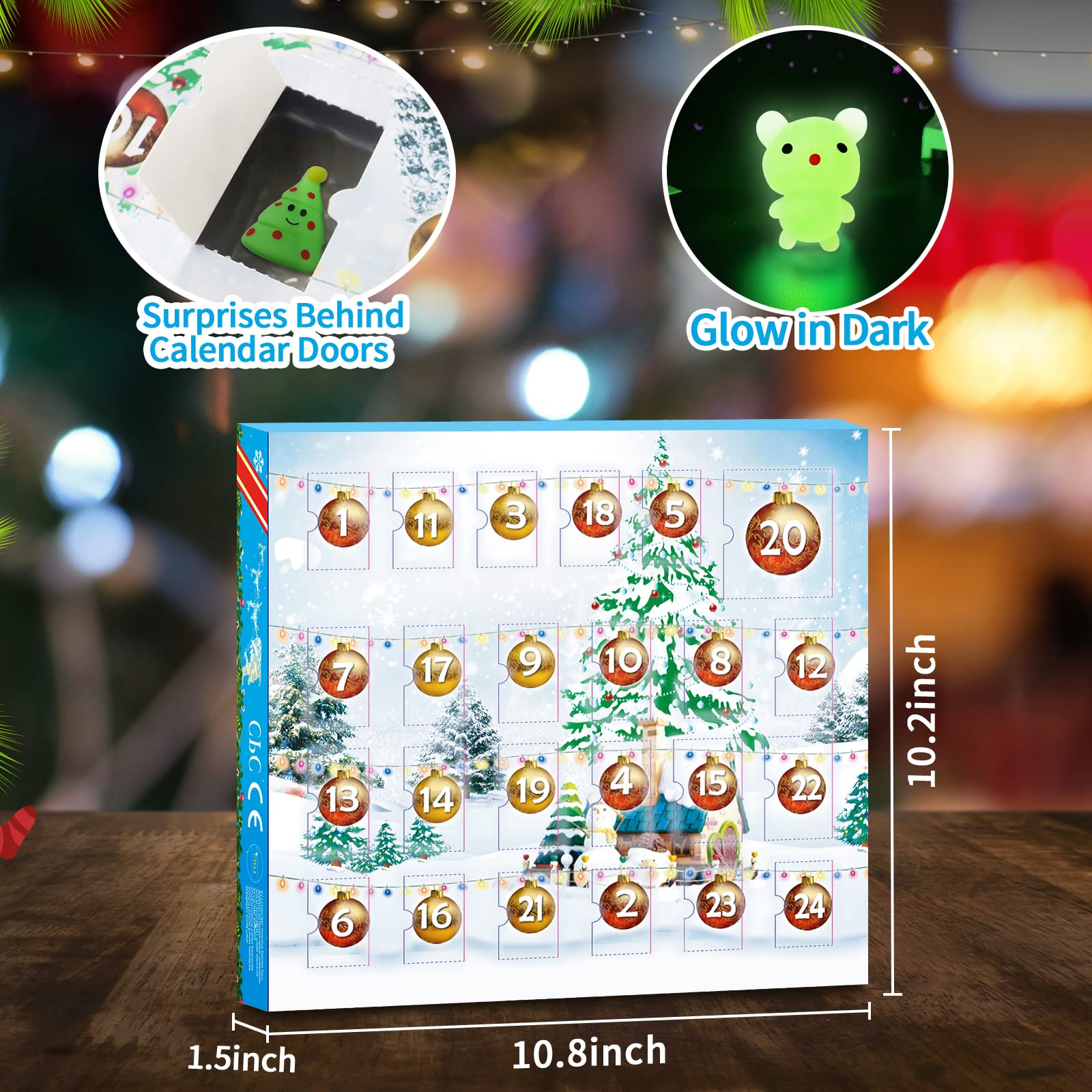 Manaror Advent Calendar 2024 Christmas Countdown 24 Days Luminous Adorable Squishies Non-Toxic Relief Stress Different Surprise