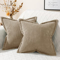 Mecatny Corduroy Pillow Covers 20X20 Inch Set Of 2, Striped Decorative Square Spring Throw Pillow Covers With Wide Border For Co