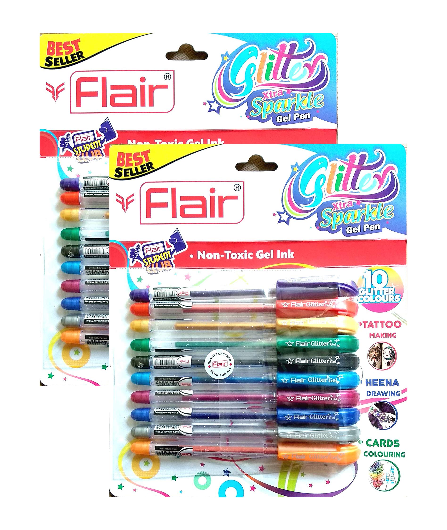 Xtra Sparkle Glitter Gel 10 Colours Xtra Sparkle Gel Pen By Flair 2 Pack