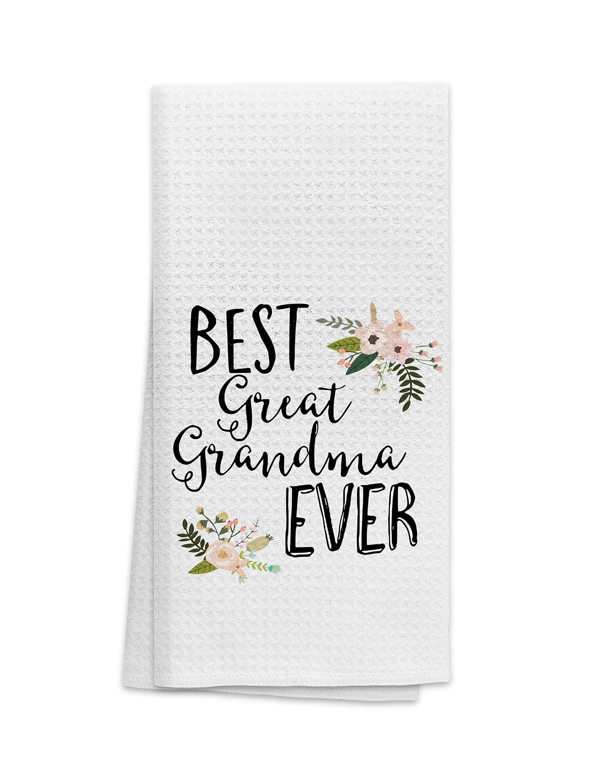 OHSUL Best Great Grandma Ever Floral Absorbent Kitchen Towels Dish Towels Dish Cloth,Grandma Mothers Day Hand Towels Tea Towel 