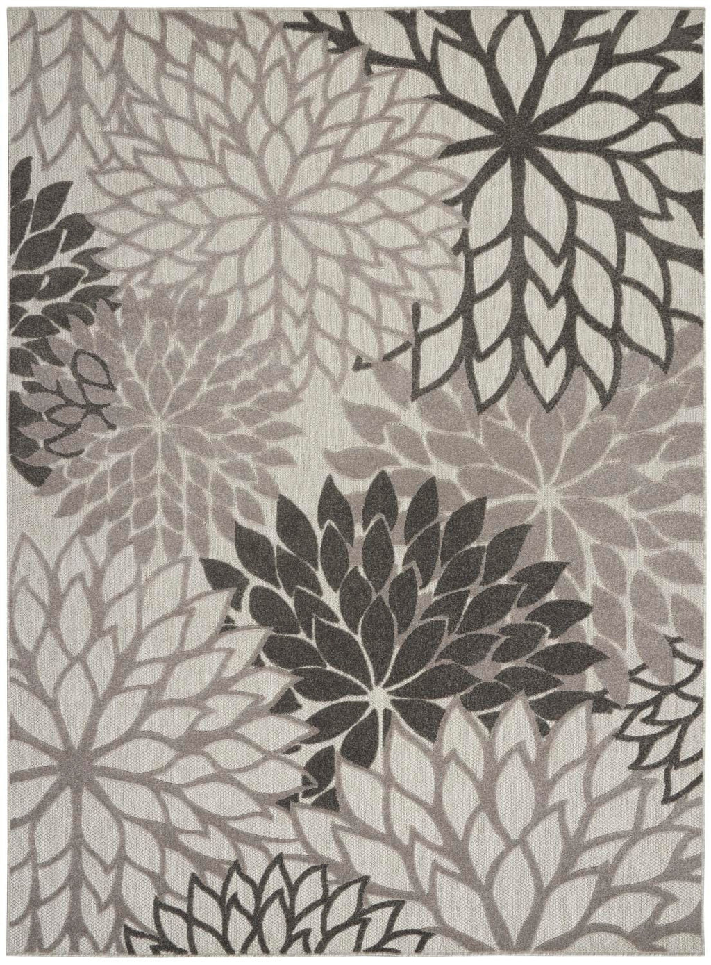 Nourison Aloha Indoor/Outdoor Floral Silver Grey 9'6' X 13' Area Rug, (10' X 13')