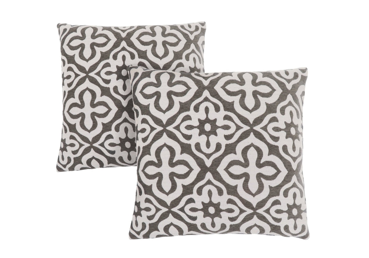 Monarch Specialties 9217, Set Of 2, 18 X 18 Square, Insert Included, Decorative Throw, Accent, Sofa, Couch, Bedroom, Polyester, Hypoallergenic, Brown Pillow 18&quot;X 18&quot; Dark Taupe Motif Design 2Pcs, 2