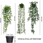 Sggvecsy Fake Hanging Plants 3 Pack Artificial Eucalyptus Fake Potted Greenery Faux Eucalyptus Mandala Vine Pea Pod For Home Ind