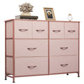 WLIVE 8 Drawer Dresser for Bedroom, Wide Fabric Dresser Storage Organizer, Chest of Drawers with Wood Top, Sturdy Steel Frame, D