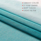 G2000 Sheer Curtains & Drapes 63 Inch Length Teal And White Ombre Curtains For Bedroom Living Room Window Curtains Light Filteri