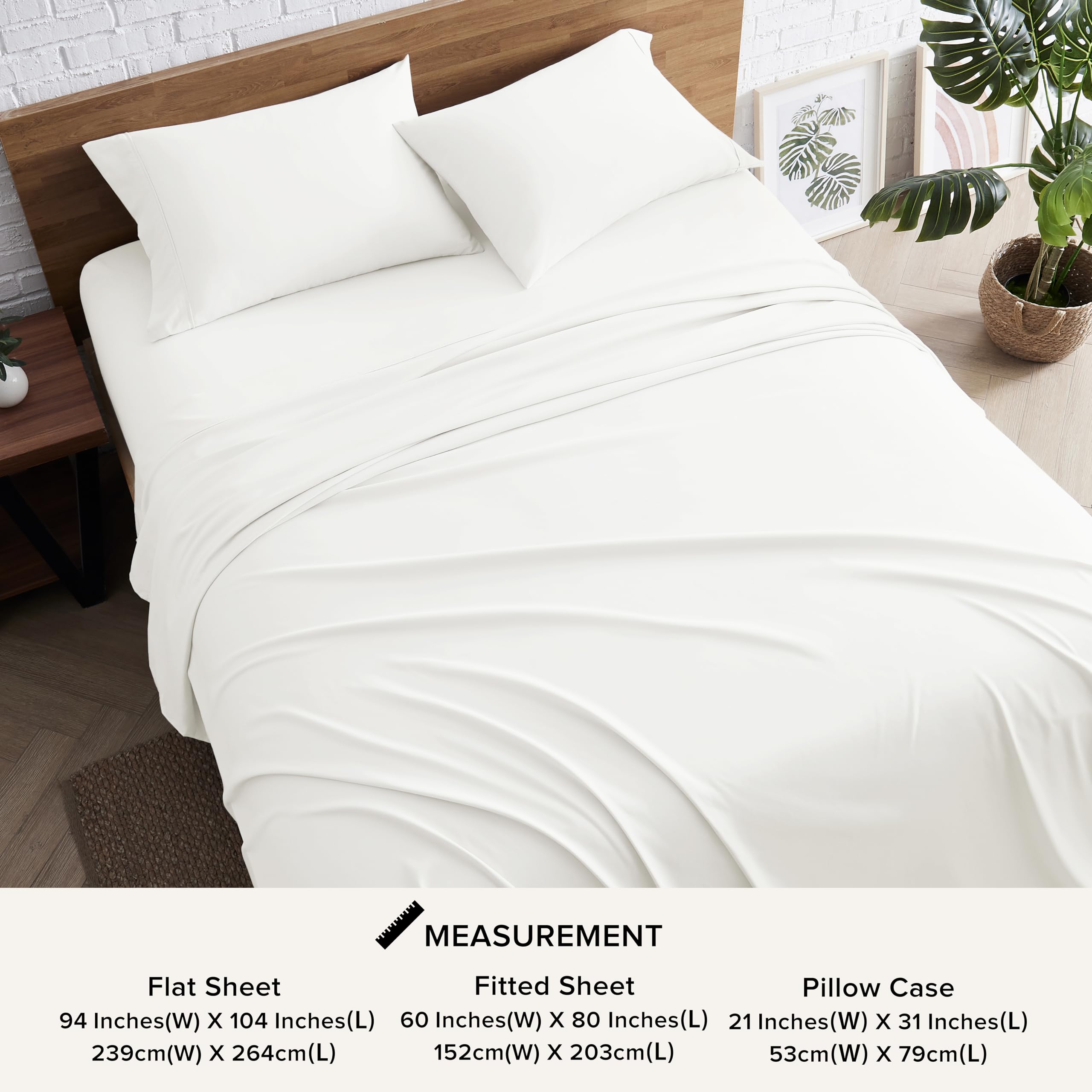 Ugg Hedi Queen Sheet Set 4-Piece Luxury Cooling Sheets Deep Pockets Premium Bedding With 2 Pillow Shams Hypoallergenic Machine Washable Soft Lightweight Bed Set For Bedroom, Queen, White