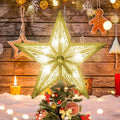 GLOWNOVA Star Christmas Tree Topper, 8 in UL Listed 3D Star Tree Topper Lights, Double Sided Christmas Tree-top with 10 LED Whit