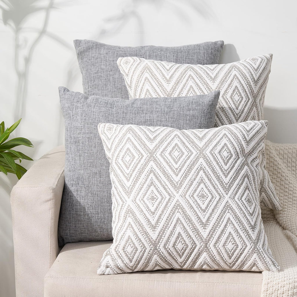 Hpuk Decorative Throw Pillow Covers Set Of 4 Couch Pillows Accent Cushion Cover For Couch Sofa Living Room, 20'X20' Inches, Grey