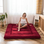 Maxyoyo Japanese Floor Mattress Futon Mattress, Thicken Sleeping Pad Tatami Mat Roll Up Mattress Guest Mattress Rolling Up Couch